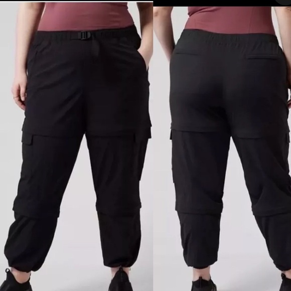 Athleta Pants - Athleta Trekkie Convertible Hike Pants Shorts Black Stretch Semi Fitted Size 16